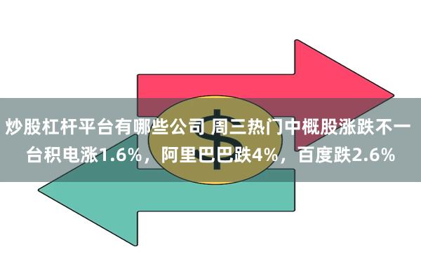 炒股杠杆平台有哪些公司 周三热门中概股涨跌不一 台积电涨1.6%，阿里巴巴跌4%，百度跌2.6%