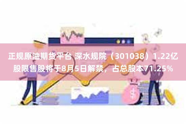 正规原油期货平台 深水规院（301038）1.22亿股限售股将于8月5日解禁，占总股本71.25%